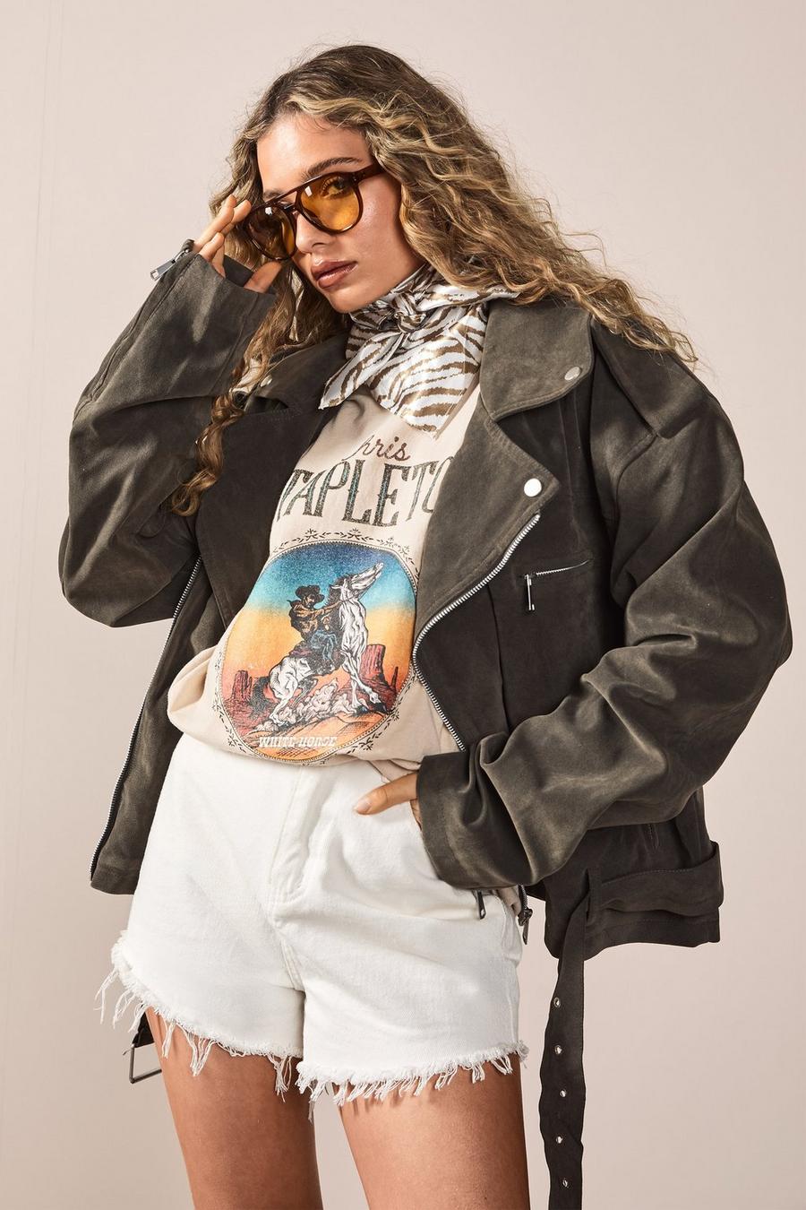 Vintage Suede Look Oversized Moto Jacket | boohoo USA Vintage Suede Look Oversized Moto Jacket | boohoo USA